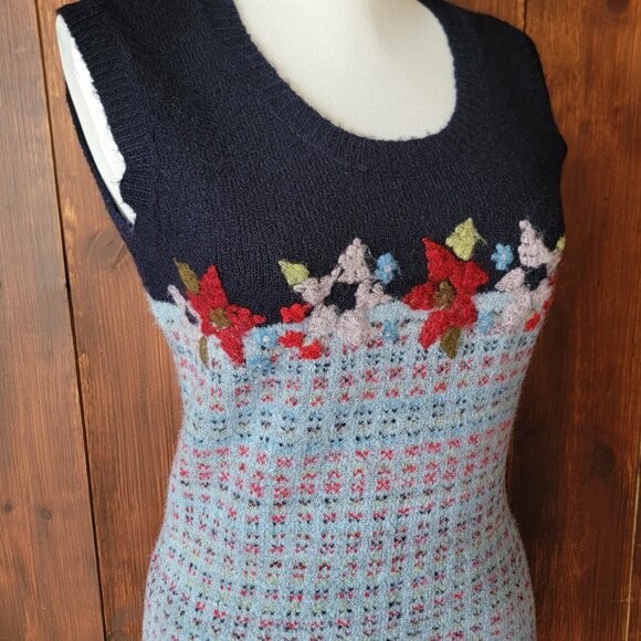 Vintage Arizona Jean Women M Fuzzy Floral Sweater Vest NWT 90s Y2K Cottagecore - Picture 3 of 10